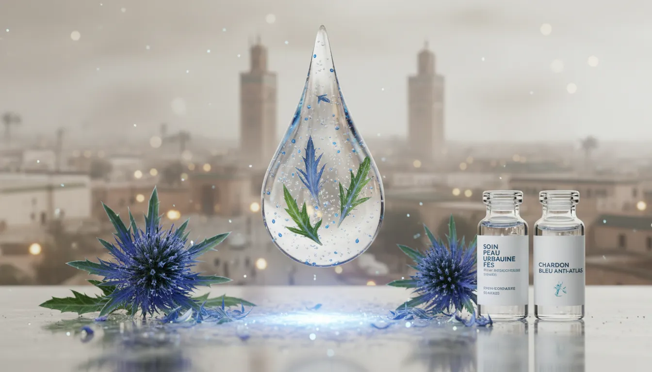 An image illustrating Soin cutané innovant pour la Sibérie marocaine : protéger la peau urbaine de Fès des effets du smog avec le chardon bleu d'Anti-Atlas et les peptides biomimétiques