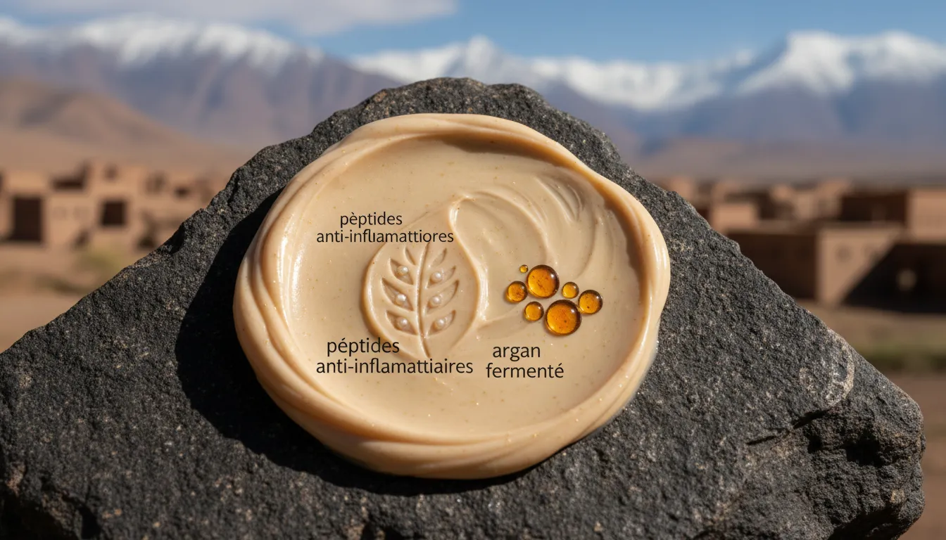 An image illustrating Soins de la peau pour les femmes berbères en haute altitude souffrant de pigmentation avec l'ingrédient rare d'argan fermenté et les peptides anti-inflammatoires modernes