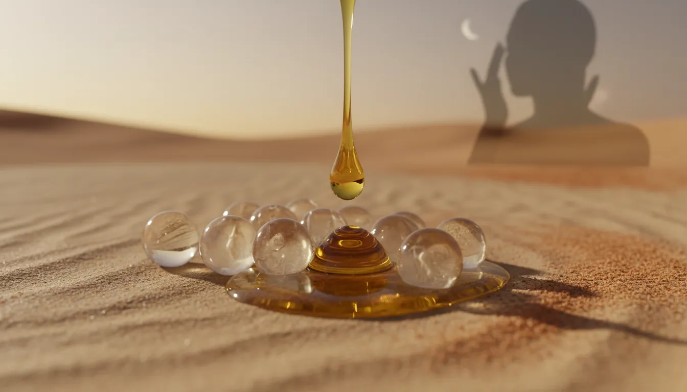 An image illustrating Comment protéger sa peau des effets desséchants des tempêtes de sable du désert marocain pendant le Ramadan avec l'huile d'Argan rare de Souss et des peptides anti-oxydants fermentés